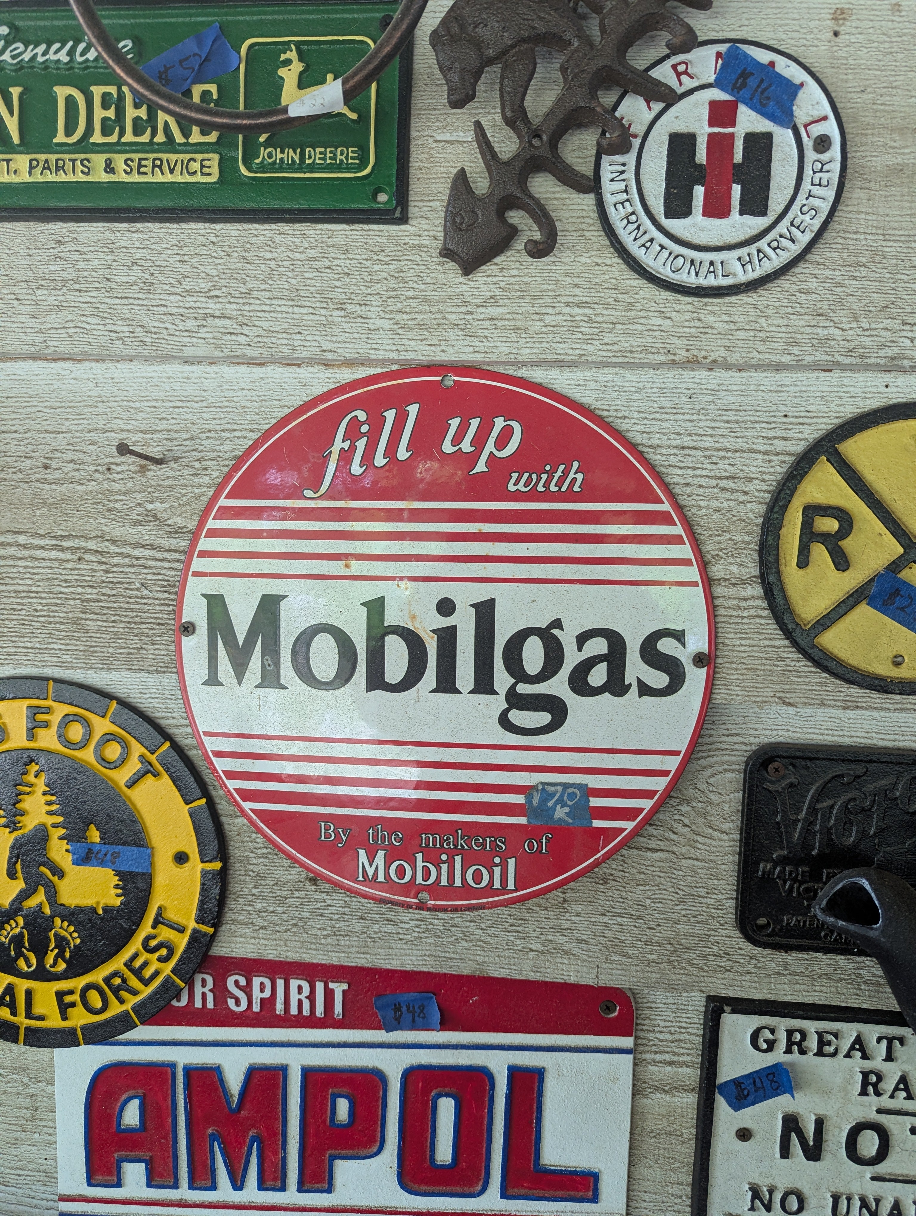 Heavy steel porcelain coated Mobilegas advertising sign