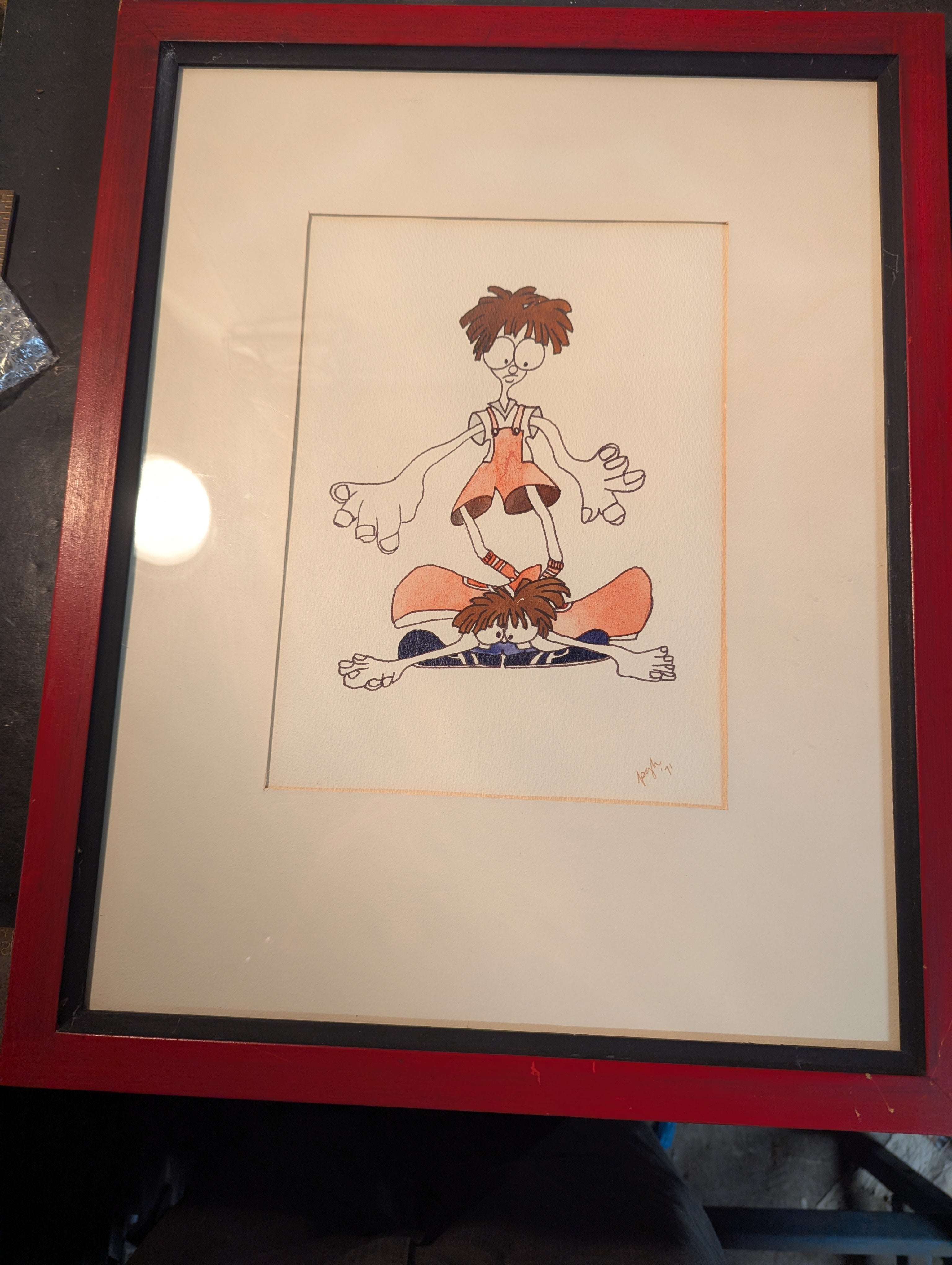 Original 1971 Hand-Drawn Cartoon Illustration – Signed "Spegh"