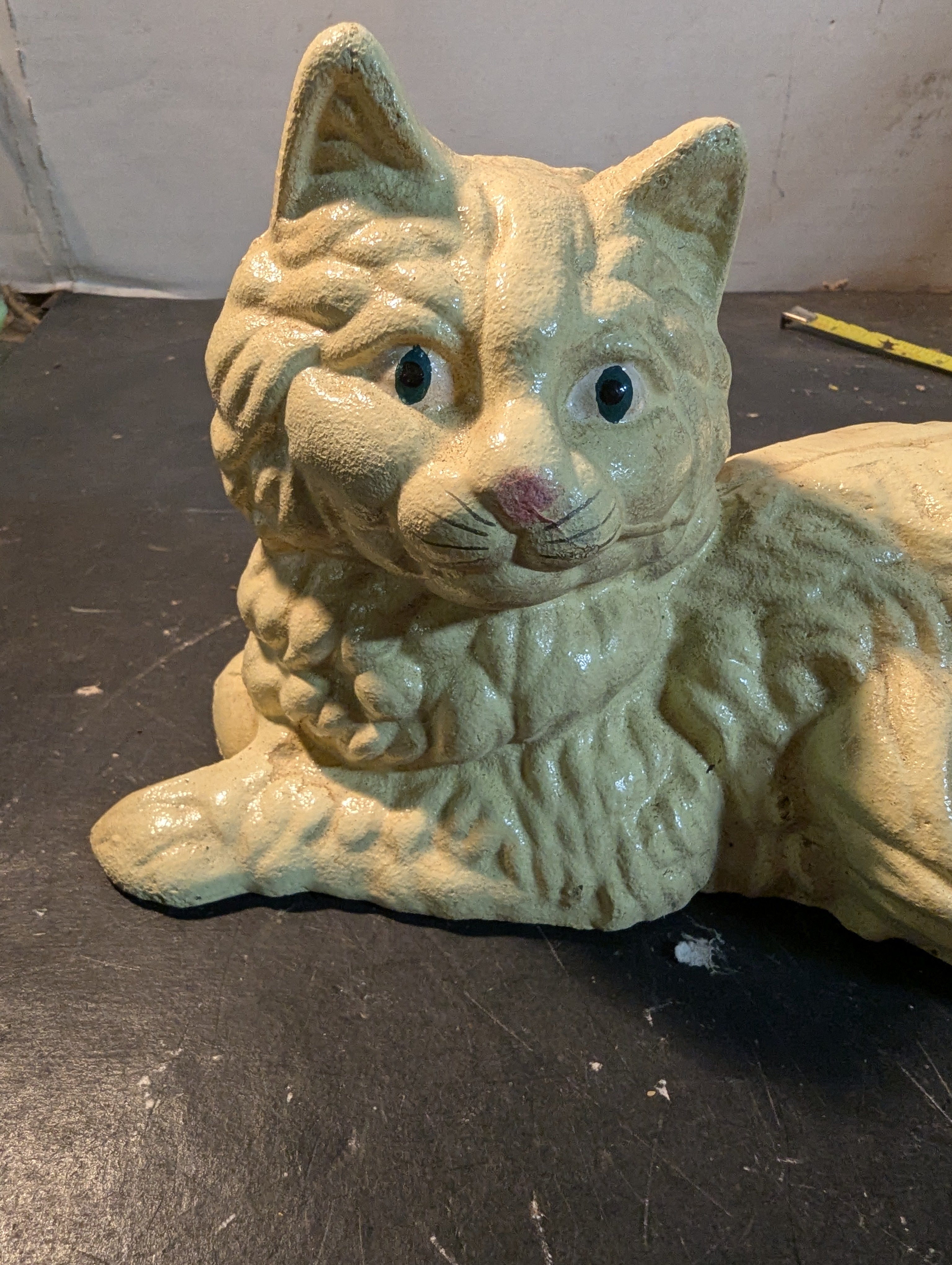 Solid Cast Iron White Cat Figurine