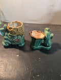 Vintage Ceramic Elephant Planter Set –