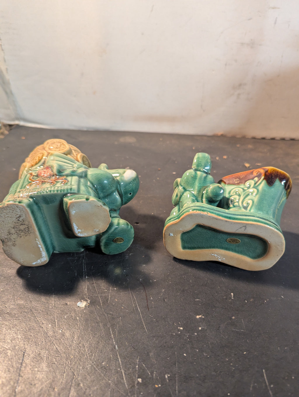 Vintage Ceramic Elephant Planter Set –